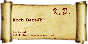 Koch Dezső névjegykártya
